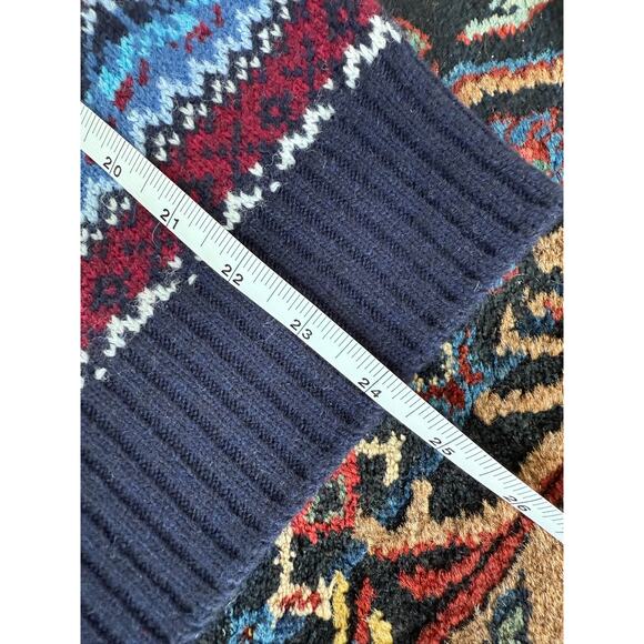 Womens 42 M LambsWool Prada crewneck sweater Navy 2022 Girocollo logo Fair Isle - Picture 12 of 12